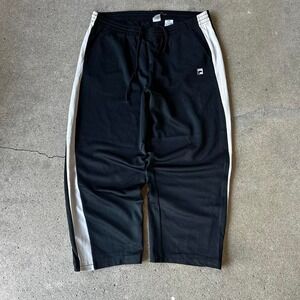 Vintage Y2K Fila black and white baggy wide leg track pants